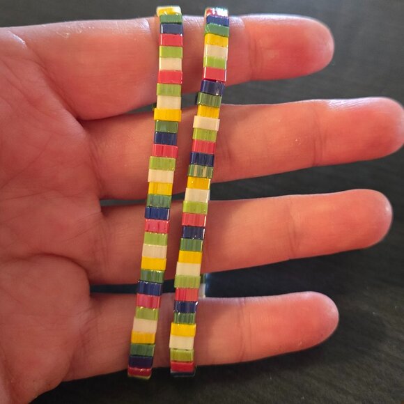 Beaded Chicklet Bracelet Tila beads / Bracelet perles de Tila élastique - Picture 2 of 2